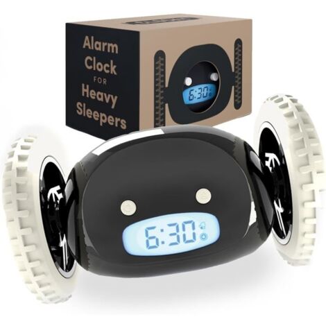 Réveil Matin Roulant Forte Sonnerie Reveil Puissant Gros Dormeurs pour Sourd Tres Bruyant Chambre Adulte Enfant Adolescent Reveil