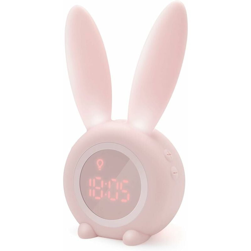 Réveil matinal à induction en forme de lapin mignon, réglage automatique intelligent de la lumière respiratoire, affichage automatique de