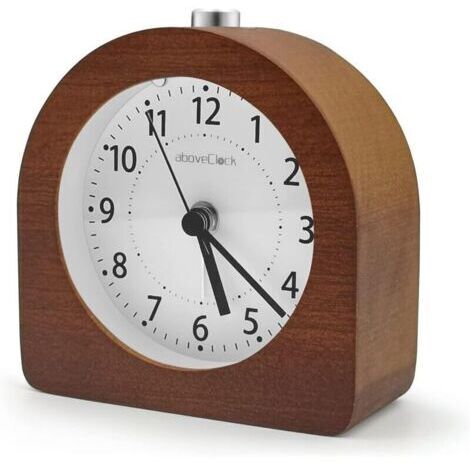 Réveil matinal  à piles avec fonction snooze, réveil de voyage lumineux en bois, silencieux, sans tic-tac, analogique, aiguilles à tonalité ascendante, réveil - Bois foncé