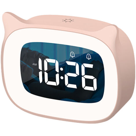Réveil mignon avec veilleuse, réveil enfant, réveil de bureau (cadeau) - rose