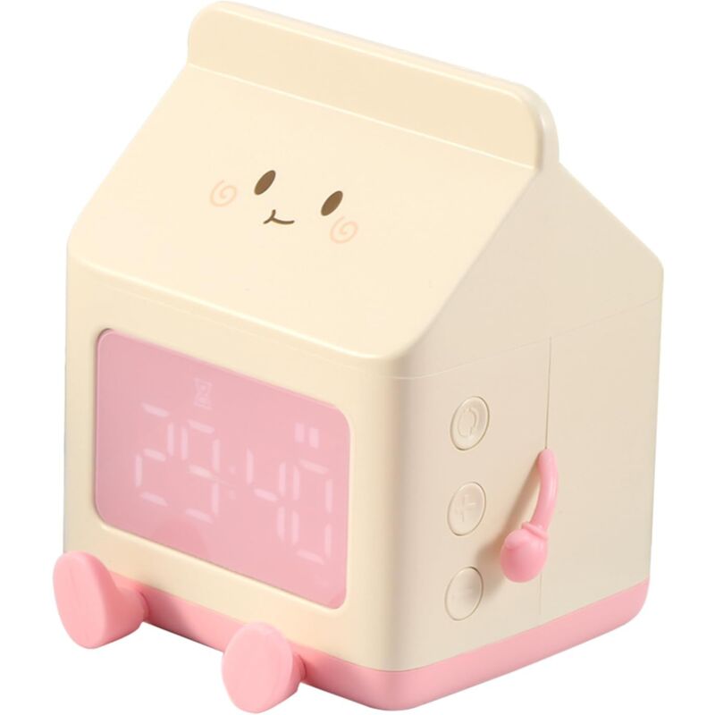 Réveil mignon pour enfants, horloge numérique mignonne, horloge en forme de carton de lait, réveil pour enfants, réveil de 5 minutes, décoration de