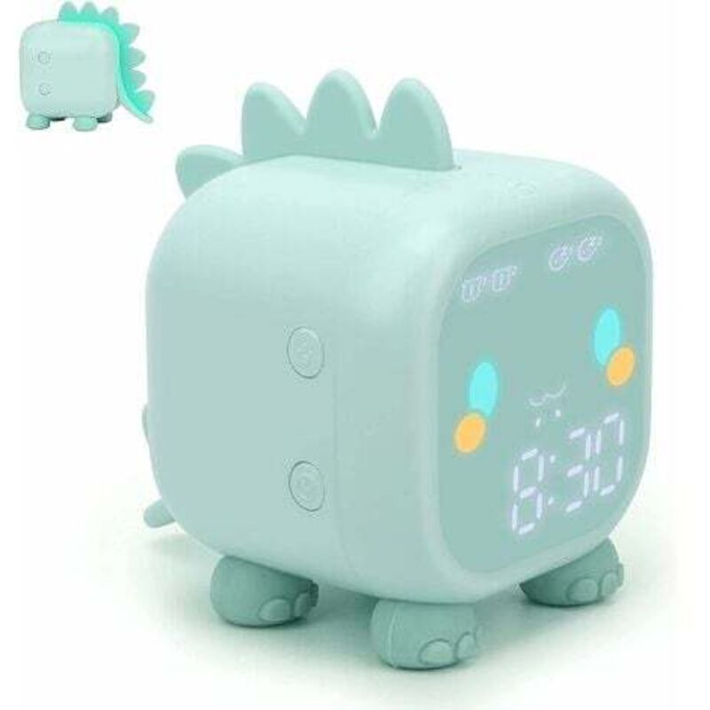 Gabrielle - Réveil mignon pour enfants, veilleuse réglable multifonctionnelle, compte à rebours, répétition, commande vocale, affichage de la