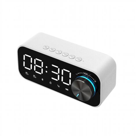 Réveil - Mini enceinte Bluetooth avec caisson de basses et emplacement pour carte pour double réveil