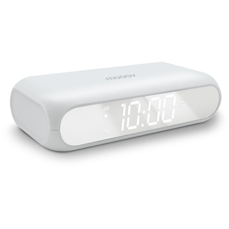 Mooov - Réveil miroir avec chargeur induction 10W - blanc