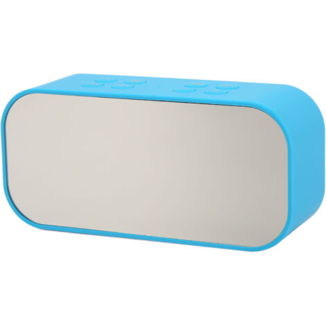Réveil Miroir Connecté avec Haut-parleurs Stéréo 45MM et Fonction Anti-Bruit, Affichage LED Bleu Double Alarme
