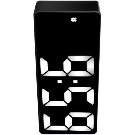 Réveil Miroir LED Rectangulaire Noir avec Horloge Numérique USB Rechargeable et Lampe Blanche