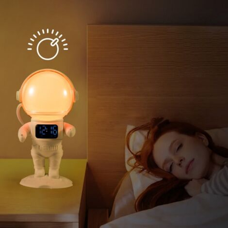 Réveil mural avec veilleuse et enceinte Bluetooth, horloge pour chambre d'enfant