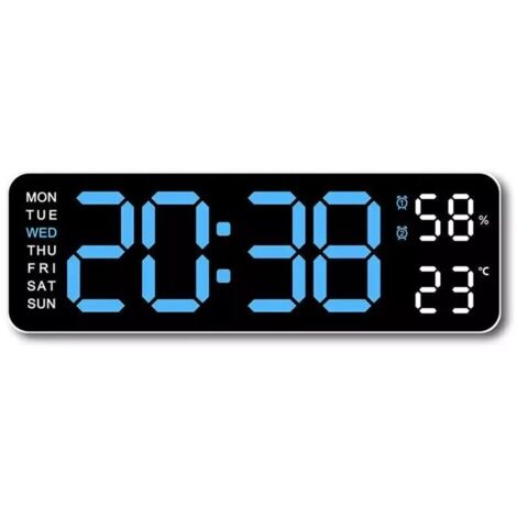 Réveil Murale/ de Bureau Numérique LED à Grand Affichage - Affichage du Calendrier, de la Température et de la Date - Fonctions Complètes pour la Maison