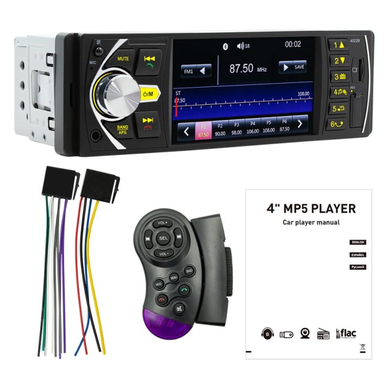 Autoradio 4,1 pouces simple DIN, lecteur MP5 BT, récepteur radio FM, prise en charge de la lecture de disques TF/U, appels mains libres, image de