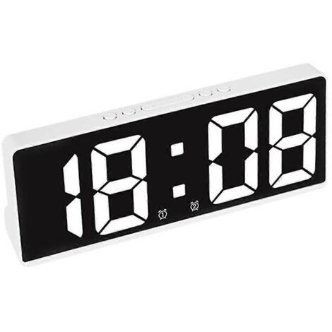 Réveil numérique 2024, horloge LED simple, grand écran, horloge de chevet blanche