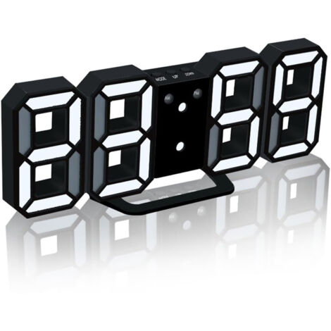 Réveil numérique 3D, horloge murale à LED avec réglage automatique de la luminosité et fonction répétition.