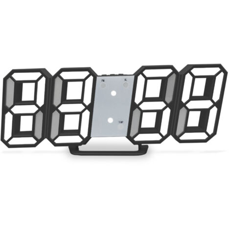 Réveil numérique 3D LED, horloge murale numérique, affichage de l'heure, de la date et de la température, luminosité réglable