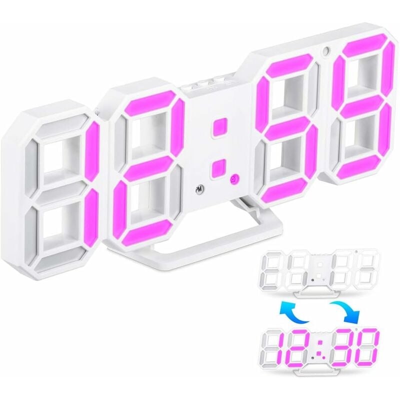 Réveil Numérique 3D LED,Horloge Numérique 3D,Horloge Murale électronique,Réveille-Matin 3D led Digital,Réveil led Numérique Moderne,Horloge de Bureau