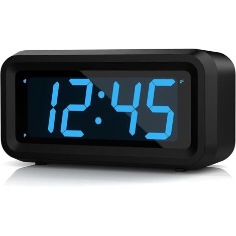 Réveil Numérique à Piles, Horloge Avec Luminosité Réglable, Snooze, 12/24H, Non Ticking, Gros Chiffres Pour Enfants et Adultes