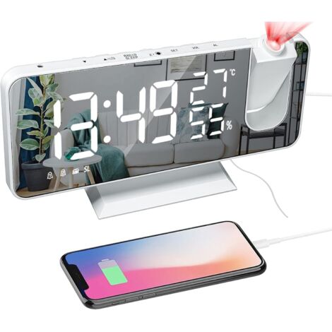 Réveil numérique à projection pour chambres à coucher, radio-réveil avec