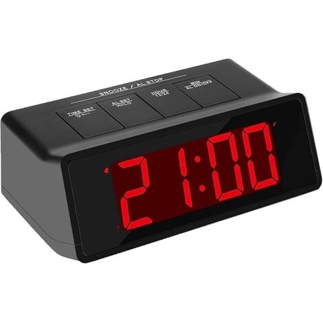 Réveil numérique alimenté par Piles, Alarme souper Forte 110dp, luminosité réglable, modèle Snooze, réglage 12/24h, Grand Bouton Poussoir, Grand Affichage LED Horloge pour Enfants âgés