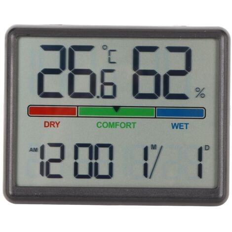 Réveil numérique avec affichage de température et humidité, support magnétique, horloge de bureau électronique noire
