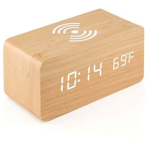 Reveil Numerique Avec Chargeur Sans Fil Led Reveil De Bureau Affichage De La Temperature
