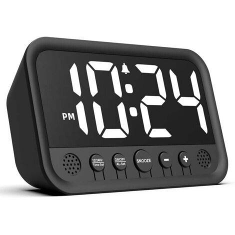 Réveil Numérique avec Grands Chiffres, Horloge Numérique avec écran LED, Luminosité et Volume Réglables, Snooze, 12/24HR, Horloge Numérique Fonctionne sur Secteur