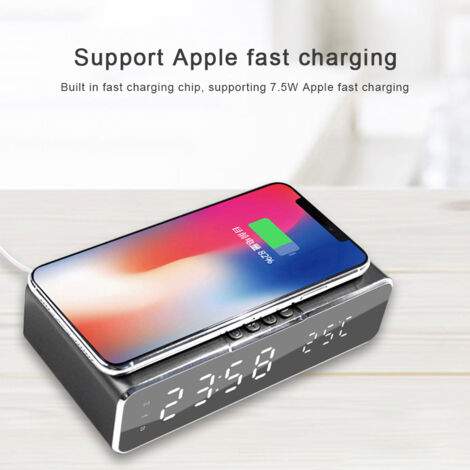 Réveil numérique avec thermomètre intégré et station de charge sans fil rapide USB pour téléphones