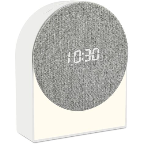 Réveil Numérique Bluetooth pour Enfant avec Minuterie, Veilleuse, Aide au Sommeil, 6 Sons de Réveil, Idéal pour Chambre d’Enfant, Chambre à Coucher, Cuisine, Choix（Blanc）