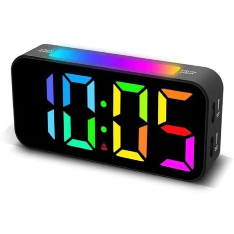 Réveil Numérique Bluetooth sans Fil avec Haut-parleur, Radio FM et Subwoofer - Lecteur de Musique (Noir)