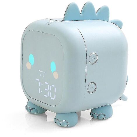 Réveil numérique dinosaure mignon 3 couleurs pour enfants, veilleuse bleue pour apprendre à dormir.