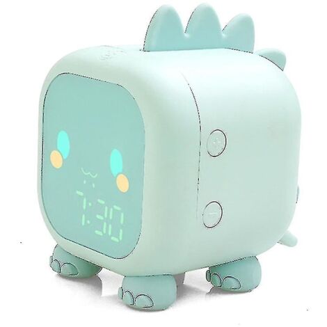 Réveil numérique dinosaure mignon 3 couleurs pour enfants, veilleuse pour apprendre à dormir – Vert