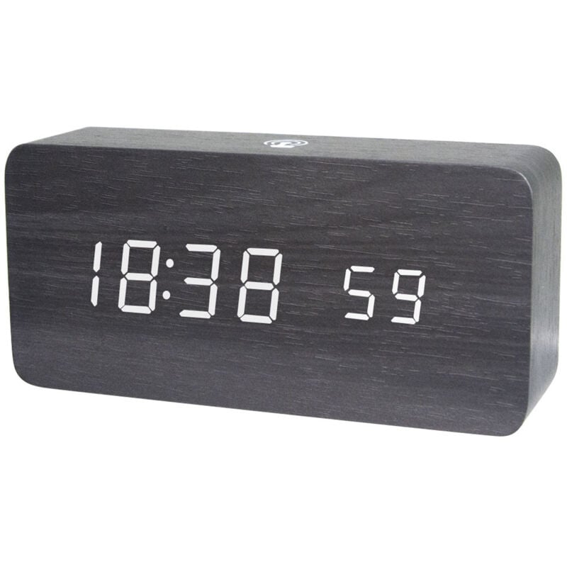 Lifcausal - Réveil numérique en bois à led Contrôle par application Affichage de l'heure/température/date Horloge de bureau électronique 4 niveaux de