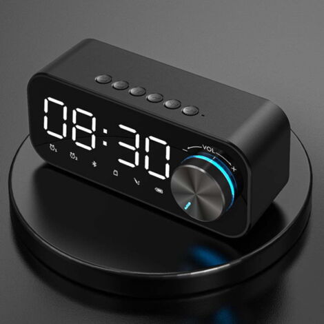 Réveil numérique, enceinte Bluetooth, caisson de basses sans fil LED avec veilleuse, sac de rangement portable, lecteur de musique