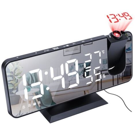 Réveil numérique GAGAFEEL Miroir LED , Radio-réveil électronique de bureau réveil USB , Projecteur radio FM , mode de gradation