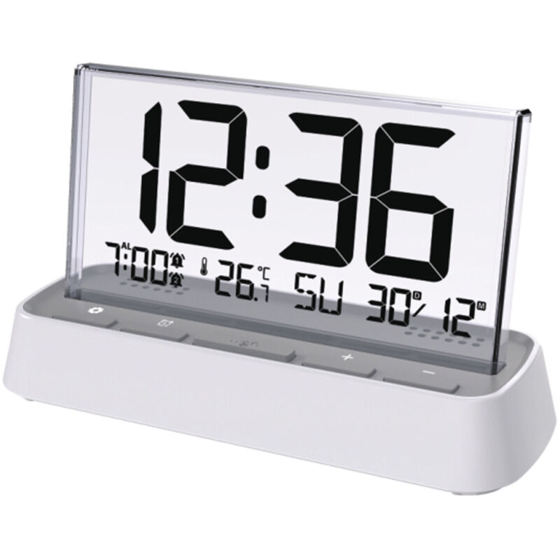 Réveil numérique grand écran – Horloge de bureau multifonctionnelle –