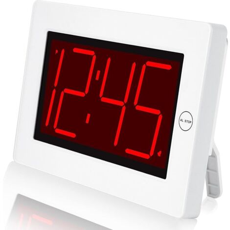 Réveil Numérique, Grand Écran Horloge Numérique, Fonctionne sur Piles Reveil,3 Luminosité Réglable, Gradation Intelligente pour la Chambre à Coucher,Bureau,Salon, Enfant,Personnes âgées.