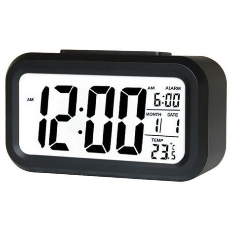 Réveil numérique, horloge murale numérique LED, date et température, format 12 et 24 heures, réveil 3D USB, horloge à luminosité réglable pour chambre et bureau, noir (pile non incluse).