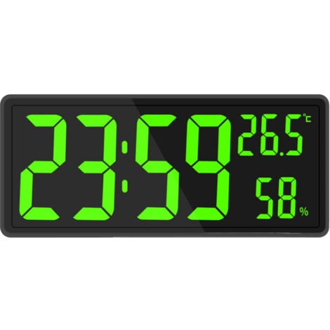 YZMRBDQC Réveil Numérique, Horloge Murale Réveil Matin LED Digital Miroir Grand Ecran avec Température Date, USB Clock pour Maison Bureau, noir,Horloge Digitale