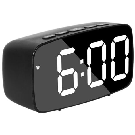 Réveil numérique intelligent chevet horloge bureau USB LED blanche noir