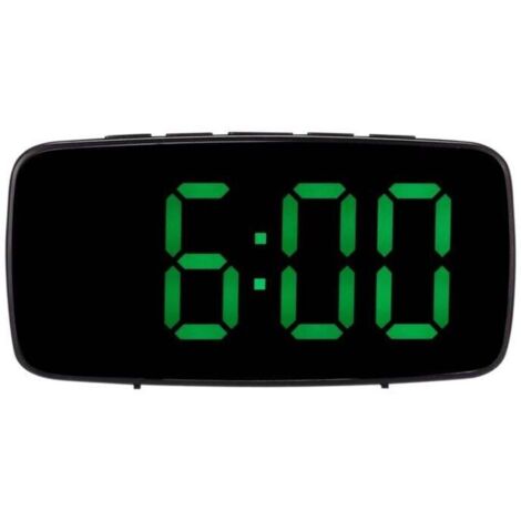 RéVeil NuméRique Intelligent de Chevet, Horloge Bureau USB Voyage à LED Verte avec RéPéTition TempéRature Date 12 / 24H pour Chambre Coucher, Noir