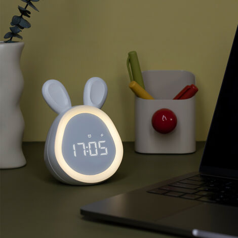 Réveil numérique lapin – Enfants – LED chaude – Rechargeable – Minuteur –
