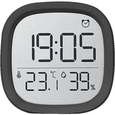 Réveil numérique LCD avec design magnétique, thermohygromètre, date, température, humidité suspendu, 12/24 heures, facile à utiliser pour la maison, la cuisine, le bureau