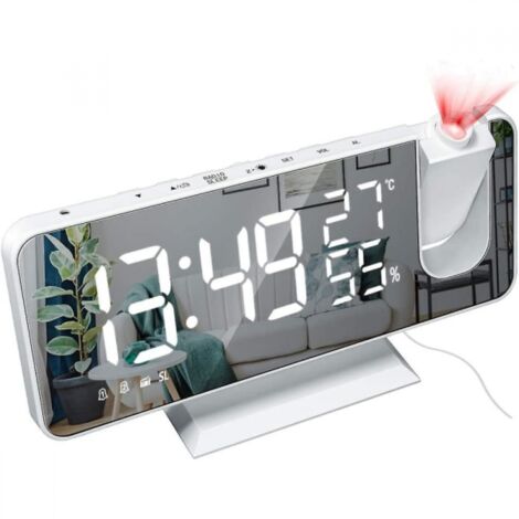 Réveil numérique LED avec projection à 180° et radio-réveil