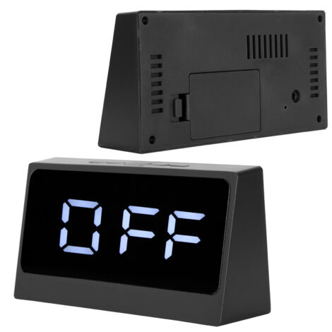 Réveil Numérique LED avec Thermomètre et Date, Grand Affichage Lumineux pour Table de Nuit ou Bureau (Noir)