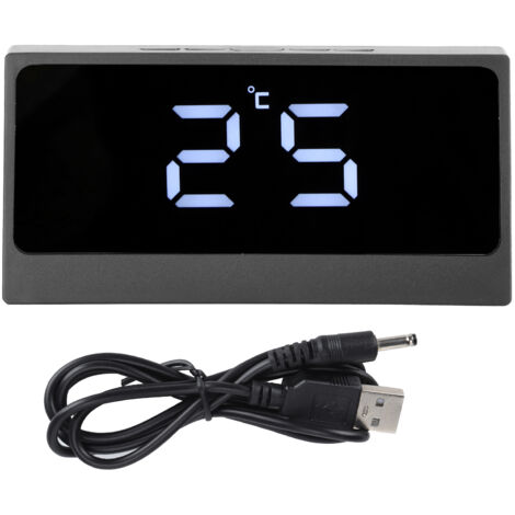 Réveil Numérique LED Silencieux avec Affichage de Température et Date, Grand Écran Lumineux pour Bureau ou Coiffeuse (Noir)