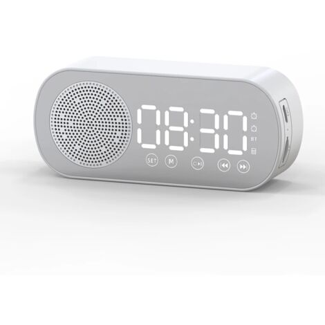 Réveil numérique LED, Surface miroir, bouton, fonctionnement, Bluetooth, haut-parleur 5.0 sans fil, lecteur MP3, horloge de chevet