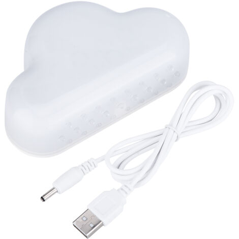 Réveil numérique magnétique en forme de nuage avec activation vocale, calendrier, température et fonction snooze, couleur blanche.