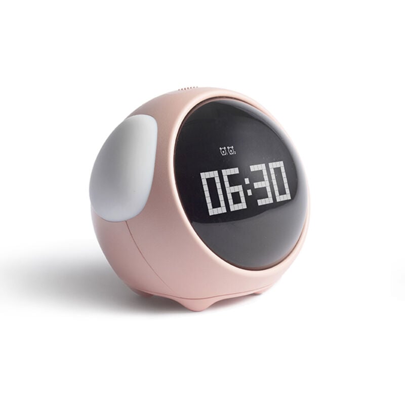 Réveil numérique mignon pour enfants, horloge d'entraînement au sommeil avec écran d'affichage LED d'expression faciale, 2 jeux de réveil, fonction