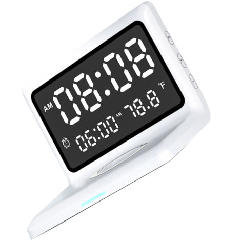 [Réveil numérique multifonction] Horloge miroir avec chargeur wireless 15W, écran grand dimmable, fonction snooze, sortie USB pour bureau et chambre