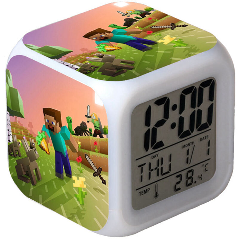 Réveil numérique multifonction Minecraft Édition LED