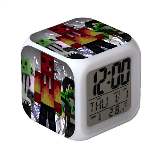 Réveil numérique multifonction Minecraft Édition LED