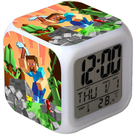 Réveil numérique multifonction Minecraft Édition LED