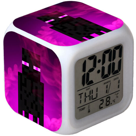 Réveil numérique multifonction Minecraft Édition LED